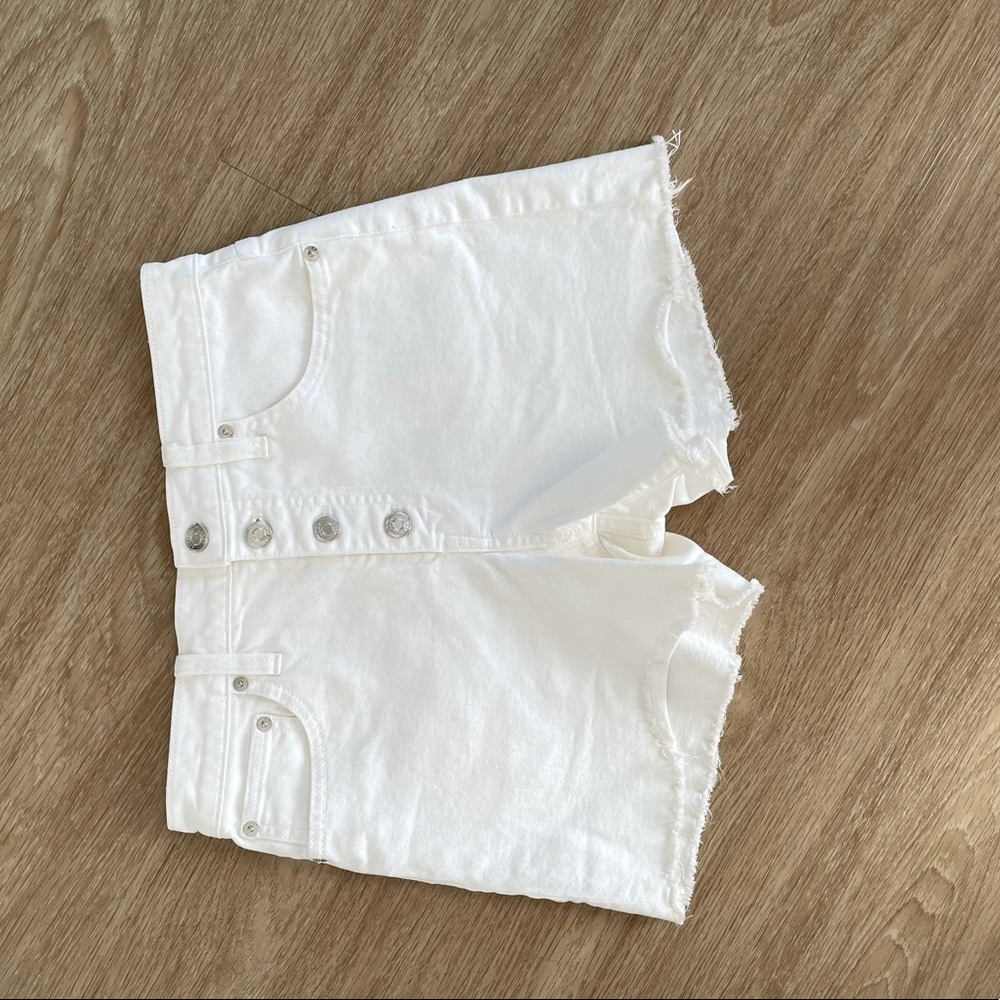 J Crew Button Front Denim Short White High Waist